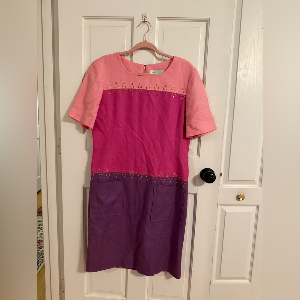 Vintage Jean Roberts Ltd Pink & Purple Dress | Size 10 | Retro 70s/80s Statement